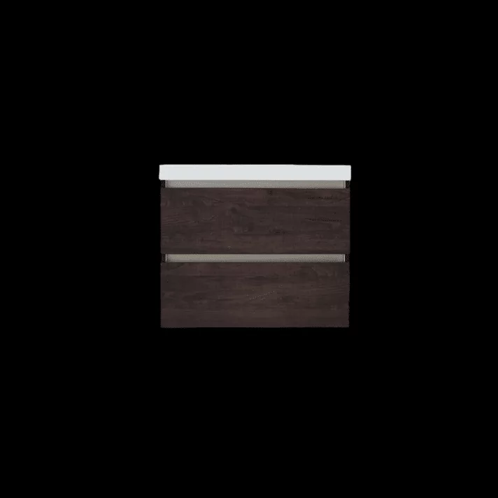 Sani DeLuxe Trendline basic onderkast met greeplijst aluminium  60 brown oak