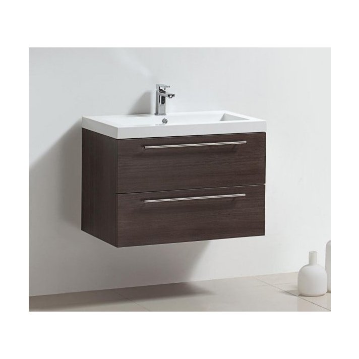 Sani DeLuxe BM badmeubelset met aluminium greep 80 Grey Oak zonder spiegel, met een kraangat