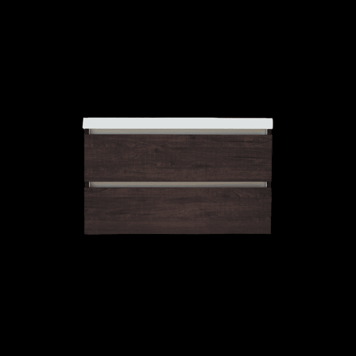 Sani DeLuxe Trendline basic onderkast met greeplijst aluminium 100 brown oak