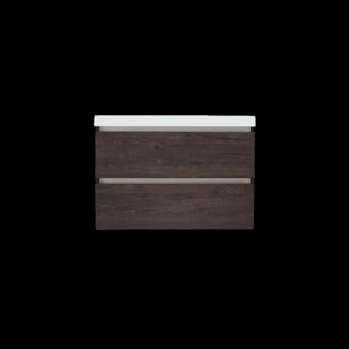 Sani DeLuxe Trendline basic onderkast met greeplijst aluminium 80 brown oak