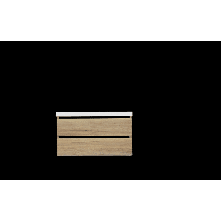 Sani DeLuxe Trendline basic onderkast met greeplijst Mat Zwart 100 natural oak