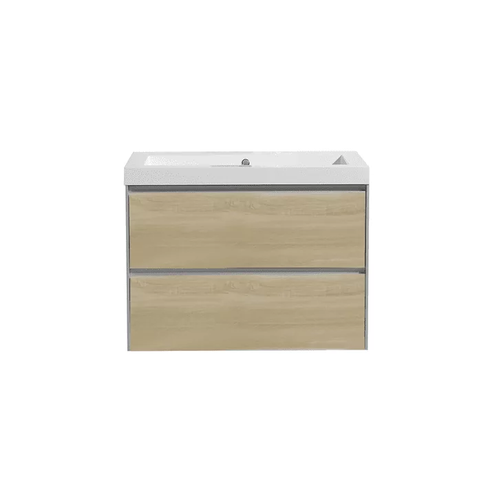 Sani DeLuxe Aktieset badmeubel PL greeploos 60 Light Wood zonder spiegel