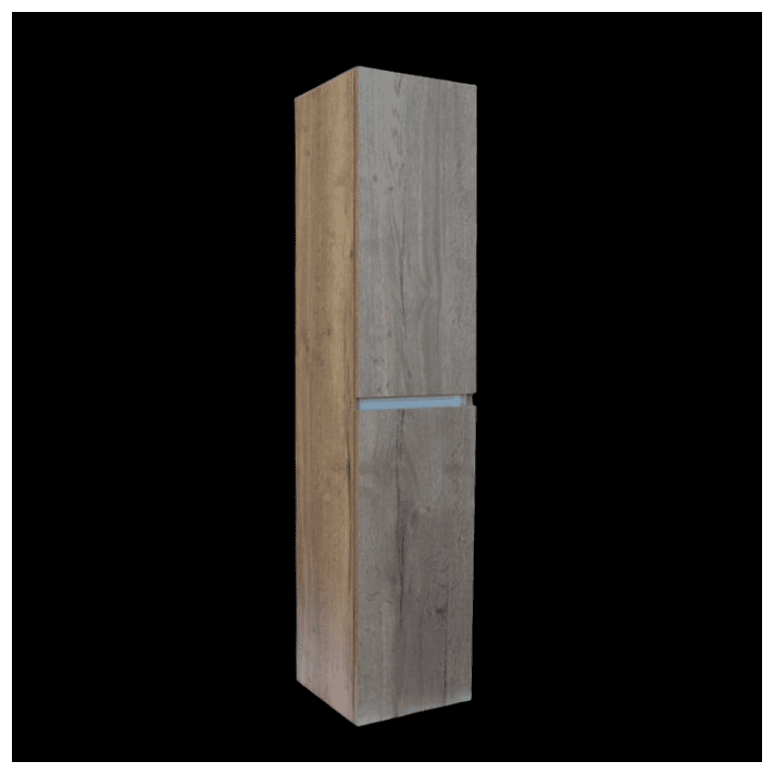 Sani DeLuxe Trendline basic kolomkast met greeplijst aluminium Tabak Oak