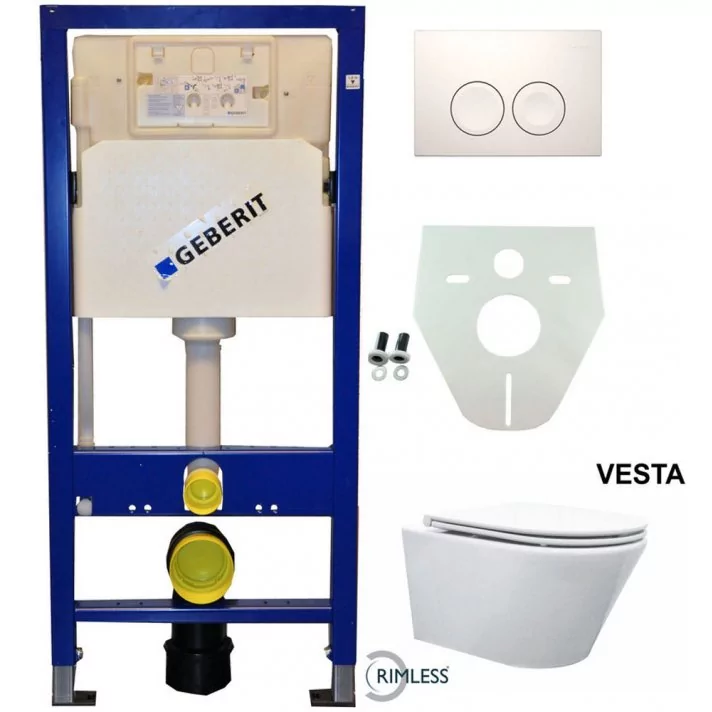 Geberit UP 100 Vesta Rimless wc+ Flatline zitt.+ Delta 25 wit