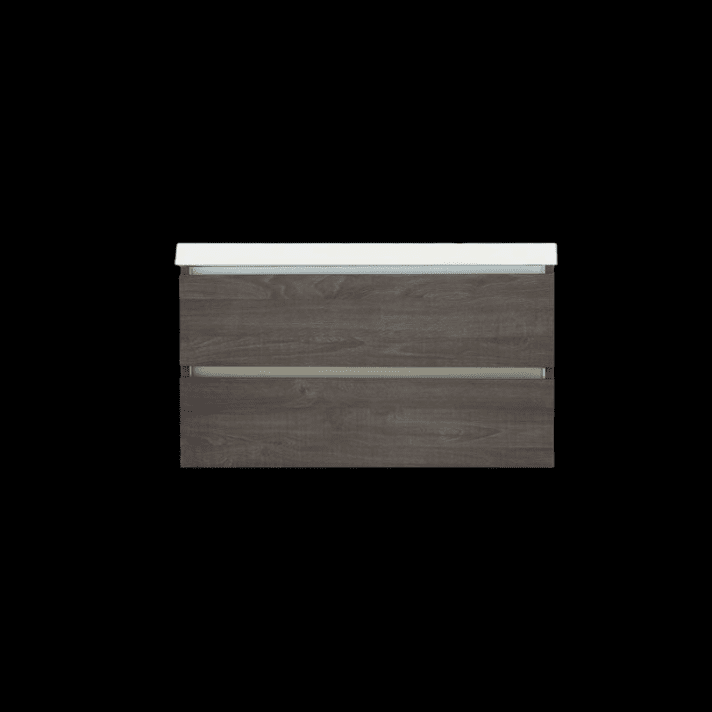 Sani DeLuxe Trendline basic onderkast met greeplijst aluminium 100 silver oak