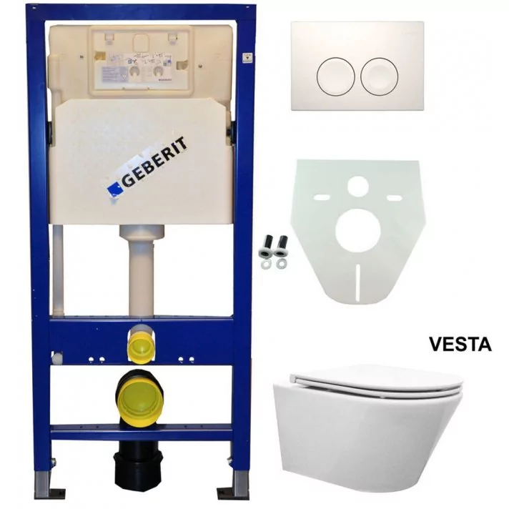 Geberit UP 100 Vesta wc+ Flatline zitt.+ Delta 25 wit