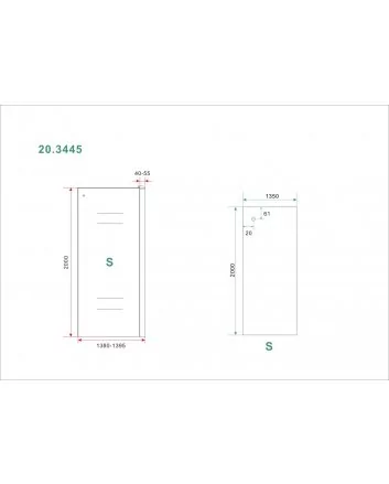 Side zijwand voor Puerta en Slide nisdeur 1400 x 2000 x 8 mm nano helder glas/chroom