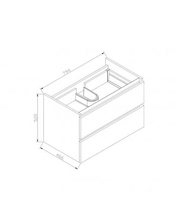 Sani DeLuxe Trendline basic onderkast met greeplijst Mat Zwart 80 tabak oak