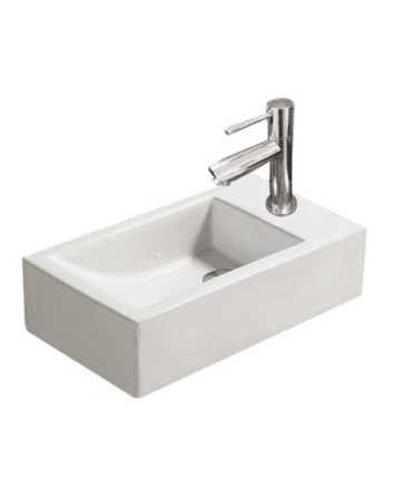 Sani DeLuxe Fonteinset Keramiek Qubic 45x25x12 cm, links