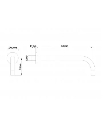 SLIM 18mm uitloop rond 25cm 1/2" chroom