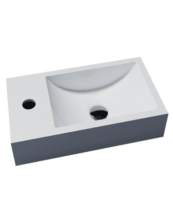 Sani DeLuxe Fontein Solid Surface Recto 40x22x10 cm, rechts