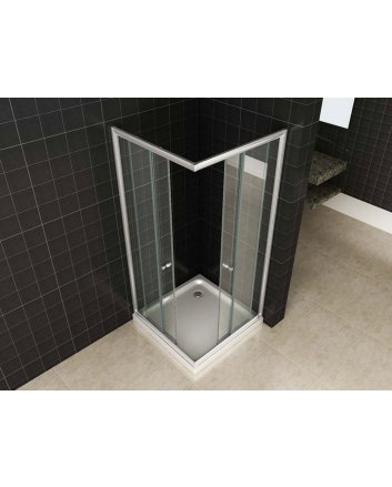 Eco hoekinstap cabine met 2 schuifdeuren 800 x 800 x 1900 x 5 mm helder glas/chroom