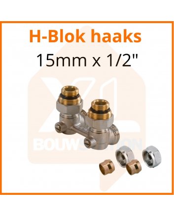 Onderblok 2 pijps / H- blok haaks 15mm x 1/2''