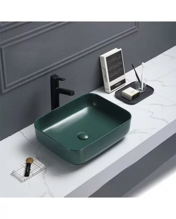 Sani DeLuxe Waskom Keramiek Minerva Color Line incl. clickwaste Mat Jade Groen