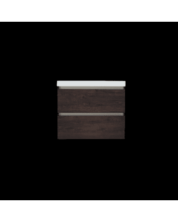 Sani DeLuxe Trendline basic onderkast met greeplijst aluminium  60 brown oak