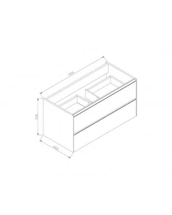 Sani DeLuxe Aktieset badmeubel PL greeploos 100 Light Wood zonder spiegel, met twee kraangaten