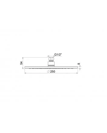 Caral hoofddouche rond 25 x 0,8 cm mat zwart