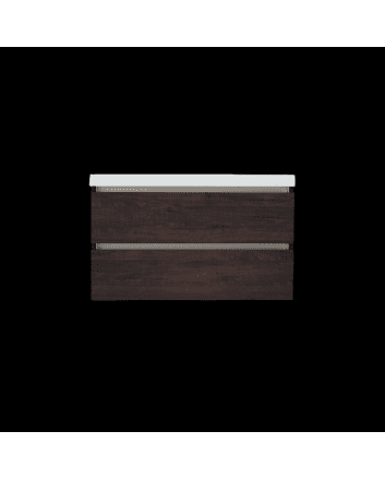 Sani DeLuxe Trendline basic onderkast met greeplijst aluminium 100 brown oak