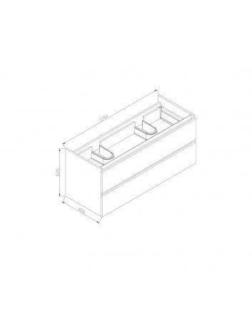 Sani DeLuxe Trendline basic onderkast met greeplijst Mat Zwart 120 tabak oak