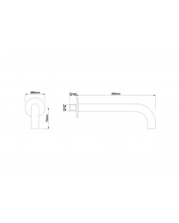 inbouw-uitloop rond 25cm 1/2'' geborsteld koper