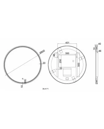 Maro spiegel rond met LED, dimbaar en spiegelverwarming 80 cm mat zwart