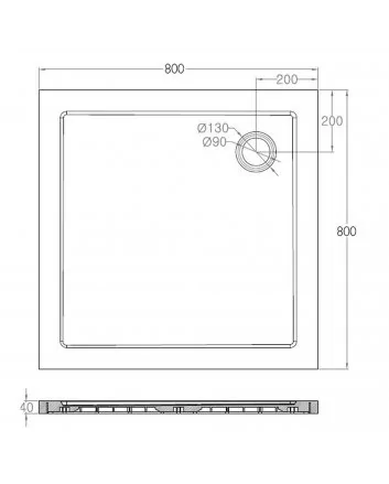 luxe douchebak SMC vierkant 800x800x40 wit