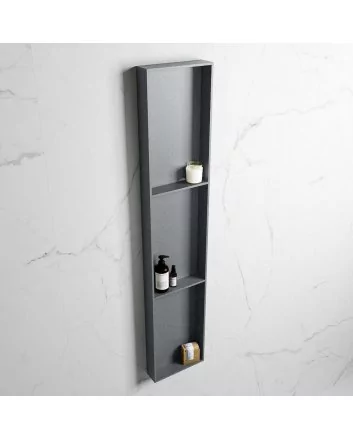 Mondiaz Easy Nis 149,5x29,5cm in solid surface kleur Plata | Plata. 3 vakken  geschikt voor in- of opbouw