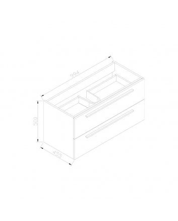 Sani DeLuxe Aktieset badmeubel DL met greep aluminium 100 mat wit zonder spiegel