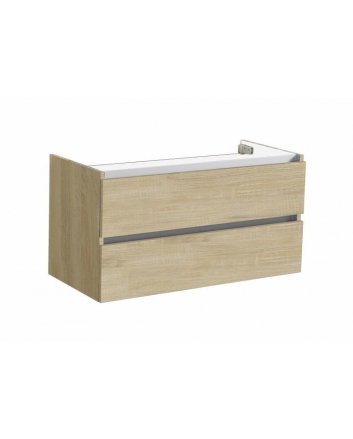 Sani DeLuxe Trendline basic onderkast met greeplijst aluminium 100 light wood