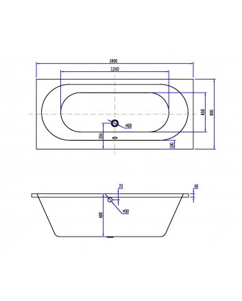 Wiesbaden Portus RD inbouw duo ligbad 180x80x49 cm mat wit