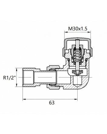 Riko Luxe thermostatische radiator aansluitset, haaks verkeerd rechts, mat zwart