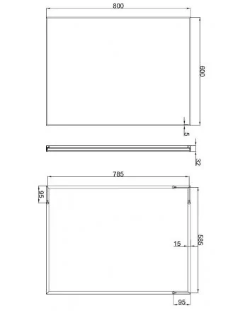 Serra spiegel rechthoek met lijst 100 x 60 x 2,1 cm aluminium