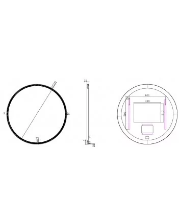 Maro spiegel rond met LED, dimbaar en spiegelverwarming 100 cm mat zwart