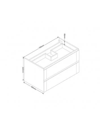 Sani DeLuxe Wood Eiken onderkast met greeplijst in korpus kleur 80