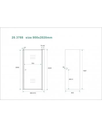 nisdeur met profiel 900x2000 8mm NANO rookglas