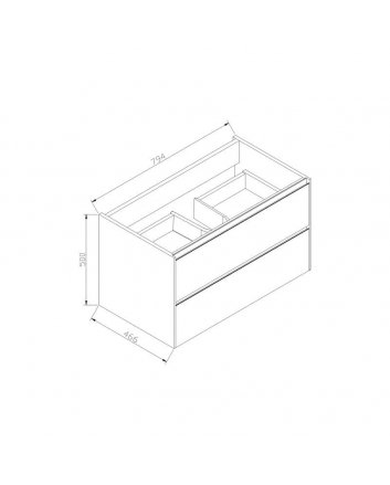 Sani DeLuxe Aktieset badmeubel PL greeploos 80 Light Wood zonder spiegel