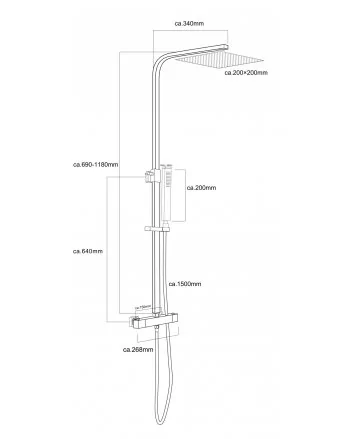 Twenty eco thermostatische regendoucheset opbouw vierkant chroom