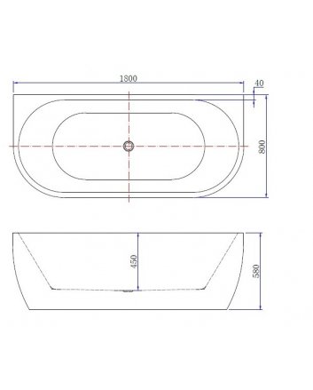 Wall half vrijstaand ligbad 180 x 80 cm acryl mat wit met waste mat wit