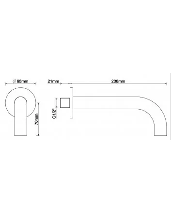 inbouw-uitloop rond 20cm 1/2" gunmetal