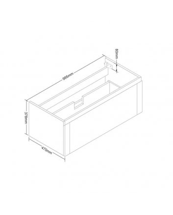 Sani DeLuxe Wood Eiken Vision onderkast 1 Lade met greeplijst in korpus kleur 100