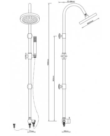 Altara douchecombinatie omstel+20cm hoofddouche chroom