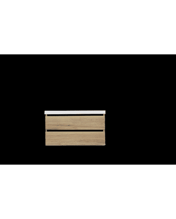 Sani DeLuxe Trendline basic onderkast met greeplijst Mat Zwart 100 natural oak