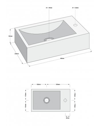 Matera fonteinset rechts 40x23x10.5