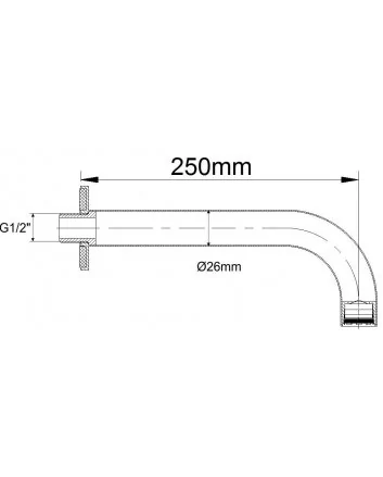 inbouw-uitloop rond 25cm 1/2'' chroom