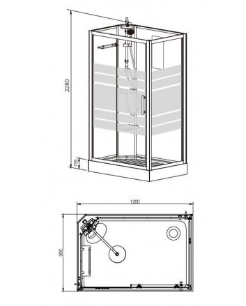 Thermo links complete douchecabine 120x90x218 alu  5mm glas