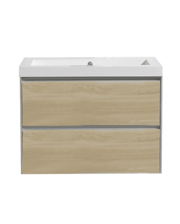 Sani DeLuxe Aktieset badmeubel PL greeploos 60 Light Wood zonder spiegel