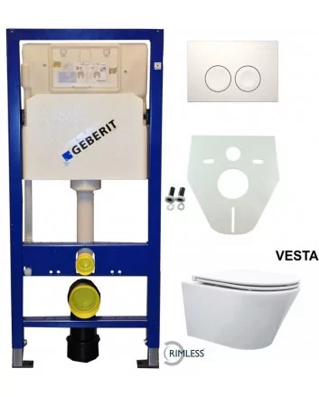 Geberit UP 100 Vesta Rimless wc+ Flatline zitt.+ Delta 25 wit