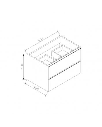 Sani DeLuxe Aktieset badmeubel PL greeploos 60 Light Wood zonder spiegel