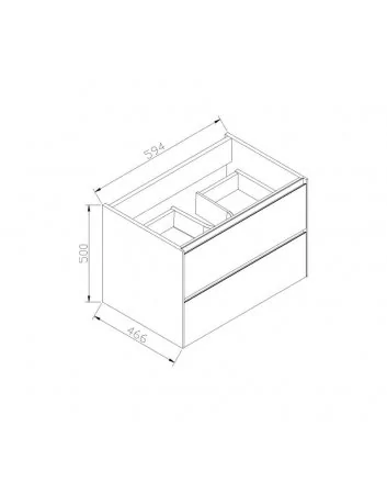 Sani DeLuxe Aktieset badmeubel PL greeploos 60 Light Wood zonder spiegel