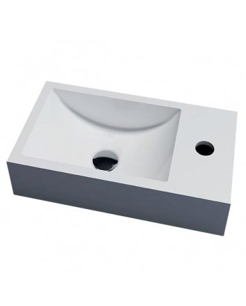 Sani DeLuxe Fontein Solid Surface Recto 40x22x10 cm, rechts